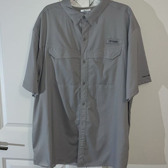 Gray Short Sleeve Vented Back PFG Performance Fishing Bonehead Shirt XXL 2XL - Picture 1 of 9